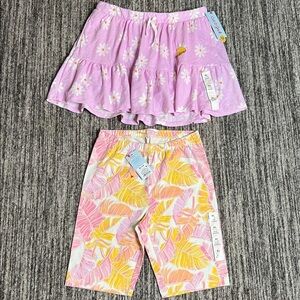 Cat & Jack Floral Skirt and Leaf Print Shorts Set Size XL (14)